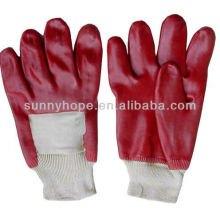 Открытые задние красные перчатки с ПВХ покрытием